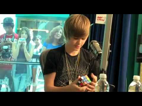 Justin Bieber Playing Rubik's Cube on Radio Disney