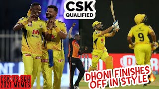 DHONI WINNING SIX 🔥 CSK VS SRH 2021 | CSK QUALIFIED FOR PLAYOFFS