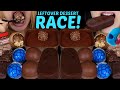 ASMR LEFTOVER DESSERT RACE FERRERO TIRAMISU CAKE BIG CHOCOLATE ICE CREAM BAR BLUE RASPBERRY GUMMY