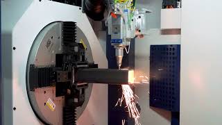 HSG T2 CNC FIBER LASER TUBE CUTTING SYSTEM -  bevel cutting square tube