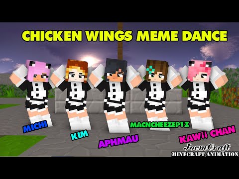 SEXY MAID CREW OF APHMAU DANCE | CHICKEN WINGS MEME - Minecraft Animation
