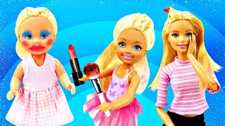 Spielspaß mit Barbie. Evi und Chelsea schminken sich. Tolles Puppen Video auf Deutsch