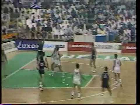 GALIS INTERPLAY WITH GIANNAKIS/EUROBASKET 1987 Vs YUGOSLAVIA/GROUP STAGE