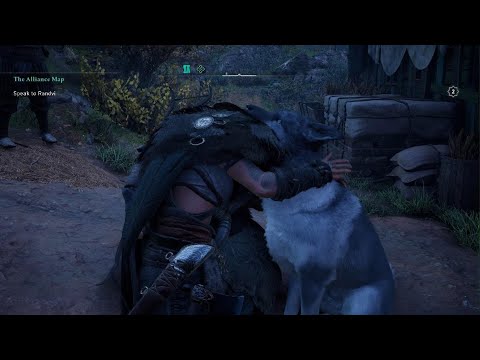 Assassin's Creed Valhalla petting doggo