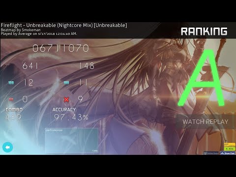 Fireflight - Unbreakable (Nightcore Mix) [Unbreakable] — 97.43% 489x combo 9xmiss
