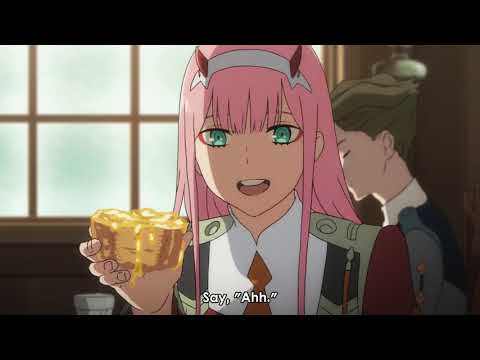 Zero Two feeding Hiro