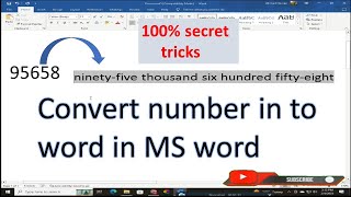 Convert number to word in MS word|100% secret tricks
