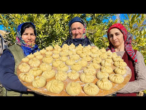 Relaxation Video in Village Life | Traditional CAUCASUS KHINKALI | Outdoor Cooking