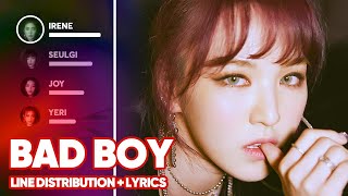 Red Velvet - Bad Boy (Line Distribution + Lyrics Color Coded) PATREON REQUESTED