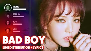 Red Velvet - Bad Boy (Line Distribution + Lyrics Color Coded) PATREON REQUESTED