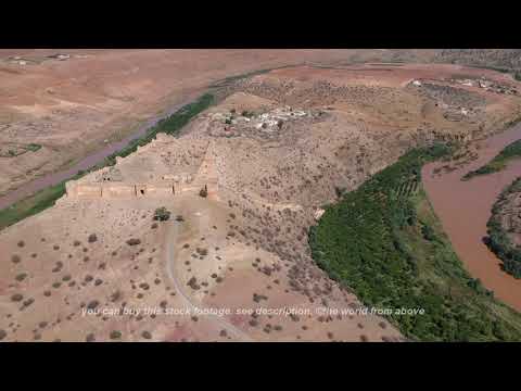 Drone footage flying over a kasbah in Morocco