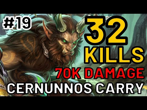 32 KILLS 70K DAMAGE Cernunnos Carry Gameplay - Smite Conquest Victory #19