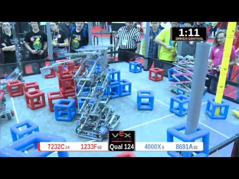 2015 VRC Engr Q124 - 7232C 1233F vs 4000X 8691A - 54 to 61 - VEX Worlds 2015 - Engineering Division