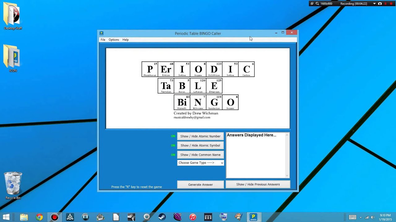 Periodic Table of Elements BINGO