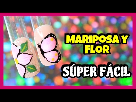 DECORACIÓN DE UÑAS Fácil | Flor y Mariposa PASO A PASO ♥ NailArt By Andy