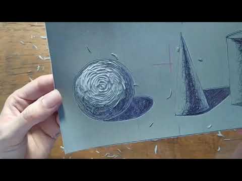 Grabado en linóleo,ejercicio de aproximación al volumen.