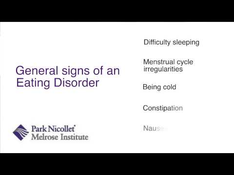 Park Nicollet Melrose Institute: Eating disorders signs and symptoms