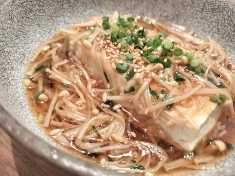 Tofu with Enoki Mushroom Sauce