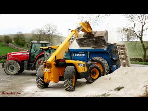 Lime Loading and Spreading with JCB and Massey