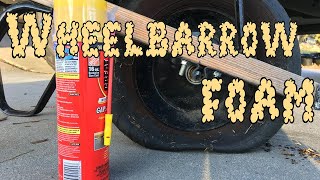 Saturday Projects™.com | Fixing a wheelbarrow wheel with foam - did it work?