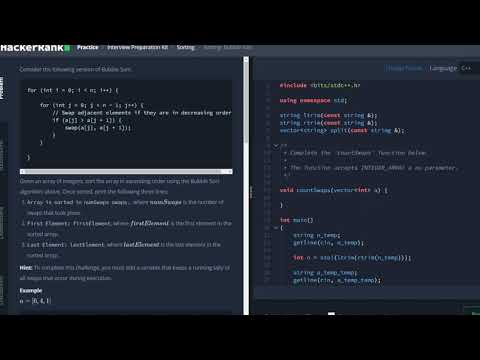 Hackerrank Interview Prep Problem 15 Sorting Bubble Sort