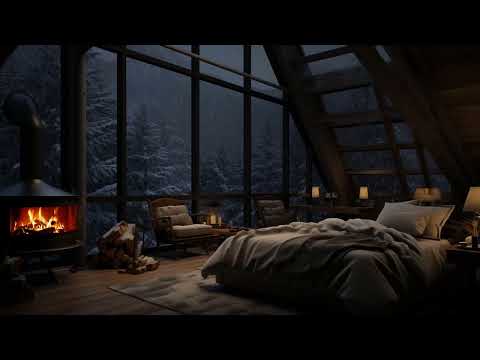 Snowstorm, Breathtaking View, Crackling Fire - Cozy Ambience for Sleep, Relax, Study