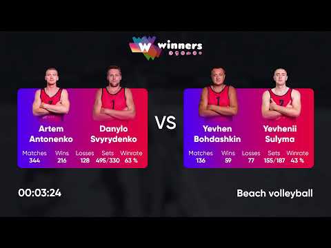 09:20 A. Antonenko / D. Svyrydenko - Y. Bohdashkin / Y. Sulyma 13.07.2022 | Winners Beach Volleyball