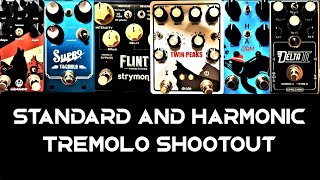 Video thumbnail for Standard & Harmonic Tremolo Shootout - Flint, Delta II, Supro, Harmonious Monk, Twin Peaks, Monument by Tri Pedal Reviews