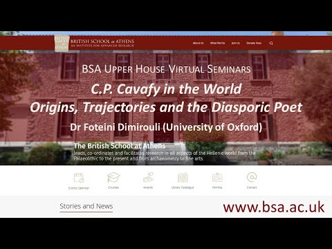 Foteini Dimirouli, “C.P. Cavafy in the World: Origins, Trajectories and the Diasporic Poet”