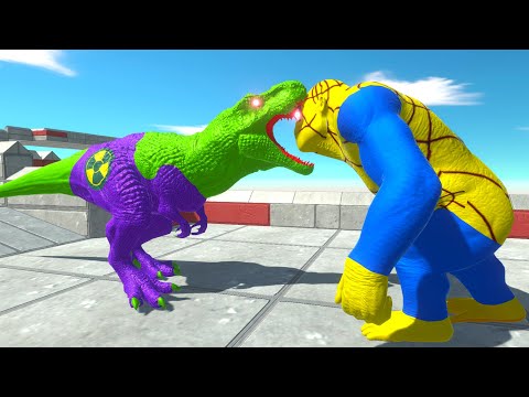 HULK T-REX vs SPIDERMAN GORO DEATH CLIMB - Animal Revolt Battle Simulator