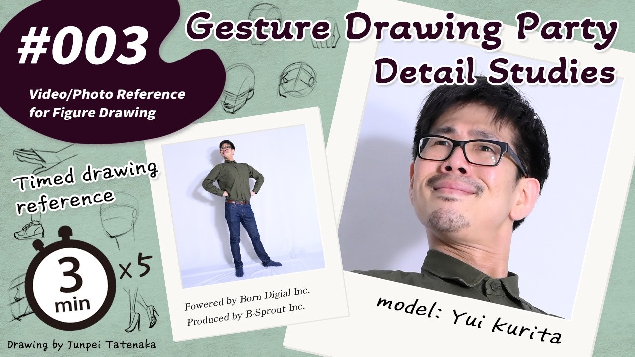 GESture DRAWing Party Detail Studies: #003 Yui Kurita/栗田 唯－Video/Photo Reference for Figure Drawing－
