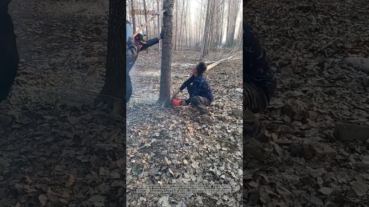 "Teamwork Tree Felling Trick You've Never Seen! | Smart Lumberjack Hack"