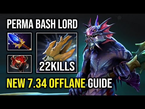 NEW 7.34 Offlane Slardar Guide First Item Madness Mask + Aghanim Perma Bash Lord Dota 2