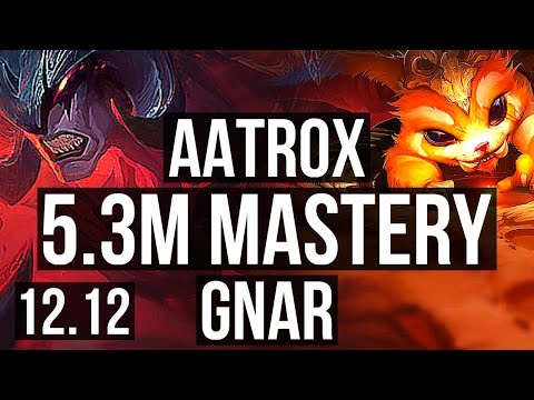 AATROX vs GNAR (TOP) | 5.3M mastery, 8 solo kills, 1800+ games, Legendary | KR Diamond | 12.12