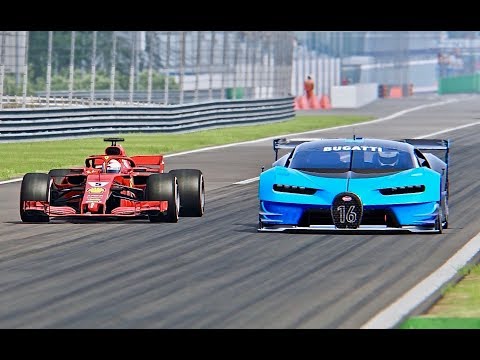 Ferrari F1 2018 vs Bugatti Vision Gran Turismo - Monza