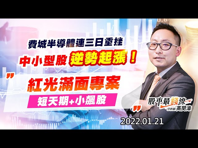 20220121《股市最錢線》#高閔漳，” 費城半導體連三日重挫，中小型股逆勢起漲！！””紅光滿面專案，短天期+小飆股”