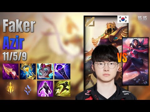 Faker Mid Azir vs Irelia lol KR solo rank Full Game 15.15 | 페이커 아지르 vs 이렐리아