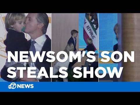 Governor Gavin Newsom's son steals the show during inauguration speech
