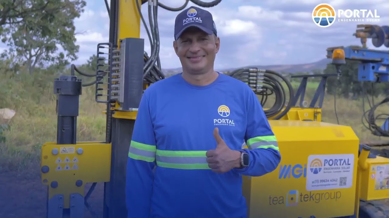 Construindo usina solar fotovoltaica com bate estacas