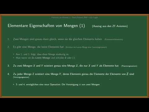 Analysis 1 - Mengenlehre: Begriffe, Beziehungen, Operationen und Eigenschaften (Lektion 2a)