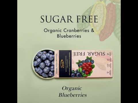 Zevic Belgian Sugar Free Chocolate with Organic Cranberries and Blueberries, Sweetened with Stevia