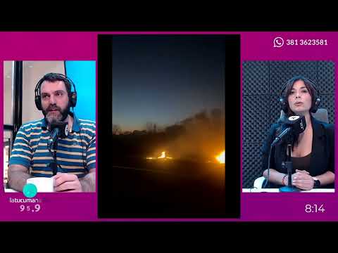 Efecto del viento zonda: incendio en la autopista San Martín, a la altura de Río Lules