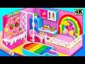 Make Pink Mini House has Rainbow Ice Cream Bathtub With Glitter Slime ❤️ DIY Miniature Clay House