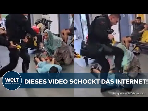 MANCHESTER: Tret-Attacke am Flughafen! Polizist tritt am Boden liegendem Mann mit voller Wucht!