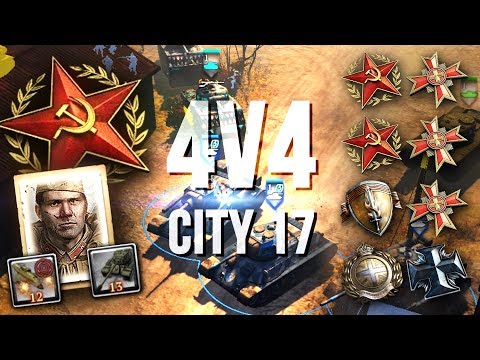 THE ALLIED MIXED TANK BLITZKRIEG [4v4] [SOV] [City 17] — Full Match of Company of Heroes 2