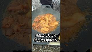 【キャンプ飯】地獄のにんにくミックスホルモン マルチグリドルで大量ニンニク