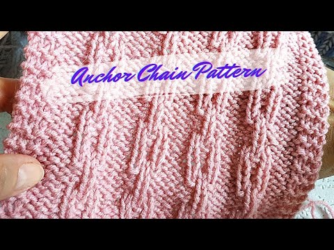Knit and Purl Anchor Chain Pattern. Knitting for Beginners Video Tutorial.