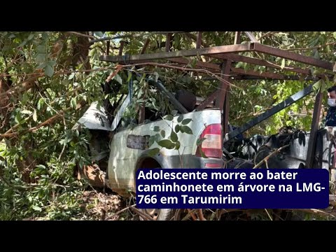 Adolescente morre ao bater caminhonete em árvore na LMG-766 em Tarumirim