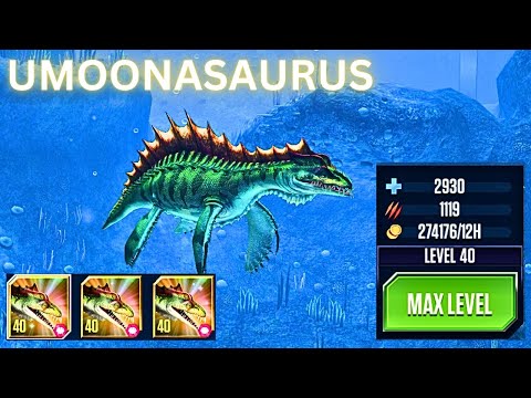 UMOONASAURUS UNLOCKED 3X MAX LEVEL-40 |JURASSIC WORLD: THE GAME