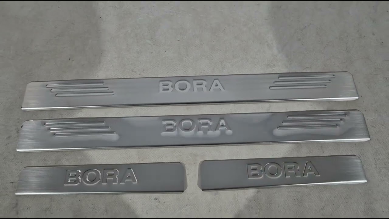Volkswagen Bora 1998-2004 гг. Накладки на пороги OmsaLine (4 шт, нержавейка) Video 1